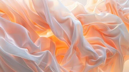 Obraz premium Smooth, translucent fabric flows and folds, illuminated by a warm light, creating an ethereal and elegant visual suitable for various design applications