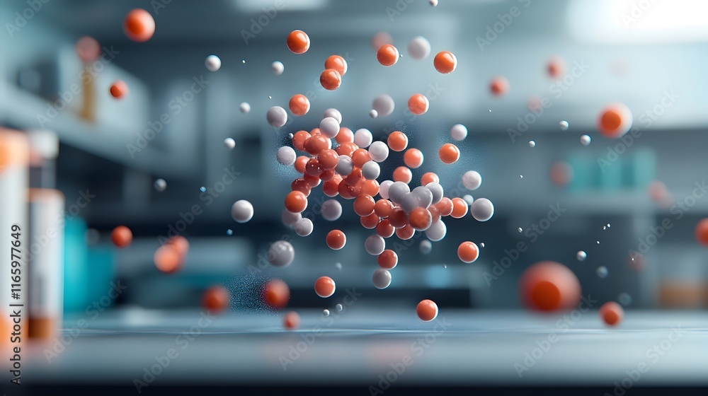 Poster stunning 3d render of a futuristic pheromone molecule visualizer showcasing a holographic display of
