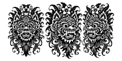 balinese barong mask vector art isolated on white