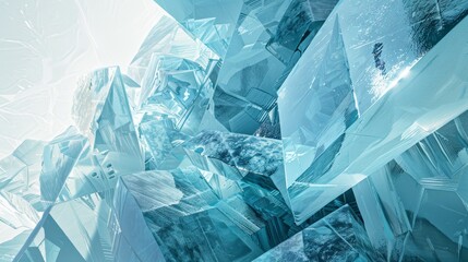 Obraz premium Abstract wallpaper background featuring geometric shapes of ice crystals, perfect for winter and crystalline themed projects