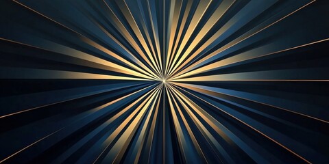 Obraz premium golden radiating lines on a deep navy background