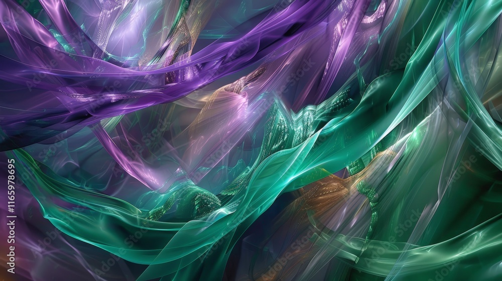 Poster colorful lines and shapes flowing and creating an abstract design, ideal for wallpapers or backgroun