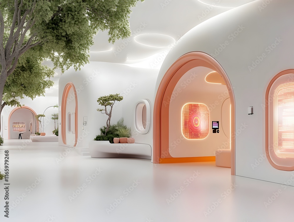 Poster pheromone sensing control center showcasing state of the art holographic projections shimmering neon