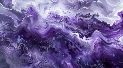 Purple and silver liquid marble texture, featuring swirling patterns and sparkling accents, creates a luxurious and elegant visual effect