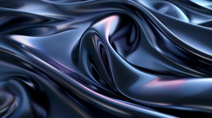Obraz premium Smooth elegant dark metallic waves flowing and creating a luxurious and elegant abstract background, perfect for wallpapers