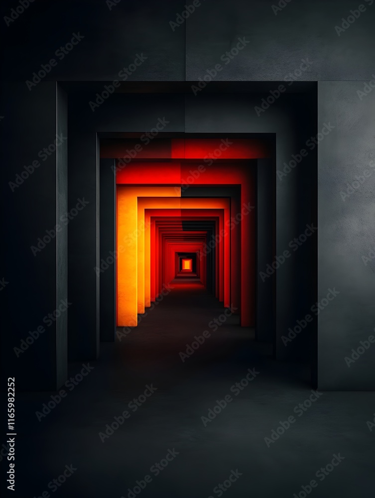 Poster cutting edge digital sanctuary featuring abstract architectural structures interconnected data matri