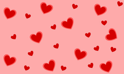 pattern with red hearts. red heart on pink background. Suitable for romantic posters, love greeting cards, or Valentine's Day decorations.