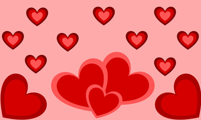 pattern with red hearts. red heart on pink background. Suitable for romantic posters, love greeting cards, or Valentine's Day decorations.