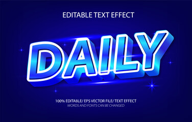 Daily editable text effect, 3D editable text template.	
