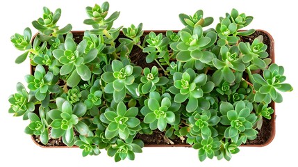 Naklejka premium Top view of succulent plants in a pot isolated on white background