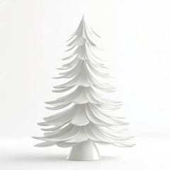 Obraz premium Elegant Minimalist White Christmas Tree Decoration with Layered Design for Modern Holiday Aesthetics and Festive Celebrations