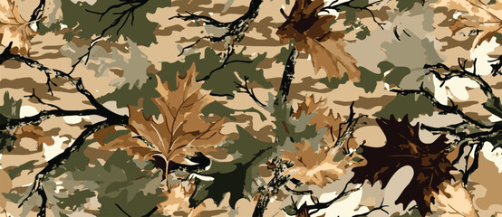 Hunting camouflage with tree for hunting and military. Hunting camouflage seamless pattern design. Vector hunting camo background