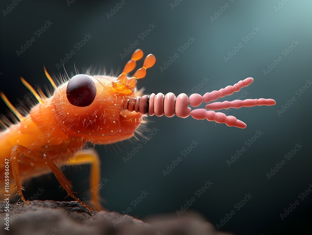 Poster extreme close up of a springtail s furcula the segmented mechanism that enables the arthropod to lau