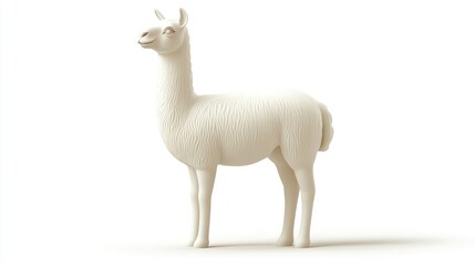 Fototapeta premium White llama figurine, isolated on white background.