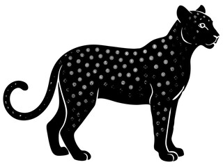cheetoh cat black silhouette vector, Simple silhouette Design vector icon with white background