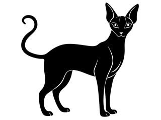 oriental shorthair cat black silhouette vector, Simple silhouette Design vector icon with white background