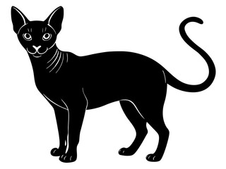 chausie cat black silhouette vector, Simple silhouette Design vector icon with white background