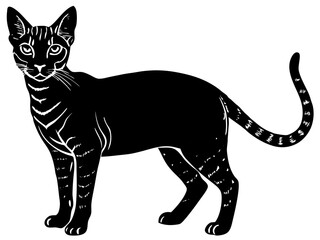 ocicat cat black silhouette vector, Simple silhouette Design vector icon with white background