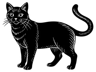 manx cat black silhouette vector, Simple silhouette Design vector icon with white background