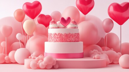 Amour flat design front view sweet theme 3D render Triadic Color Scheme