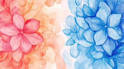 Obraz premium Background flat design side view floral theme watercolor Split-complementary color scheme 