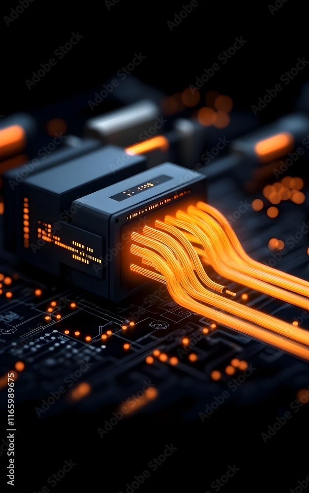 Poster futuristic digital backdrop ideal for showcasing technological networks data transmission and encryp