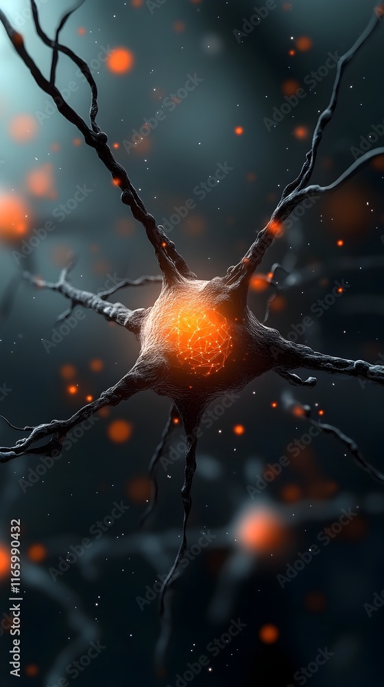 Poster technologically refined digital landscape depicting complex neural connections adaptive systems