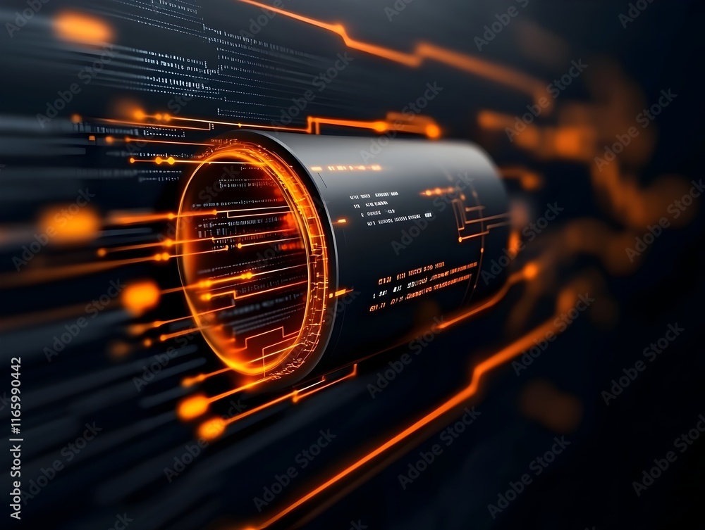 Poster technologically advanced digital landscape with intricate neural pathways and secure data transfer p