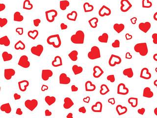 love valentines background with red falling hearts 