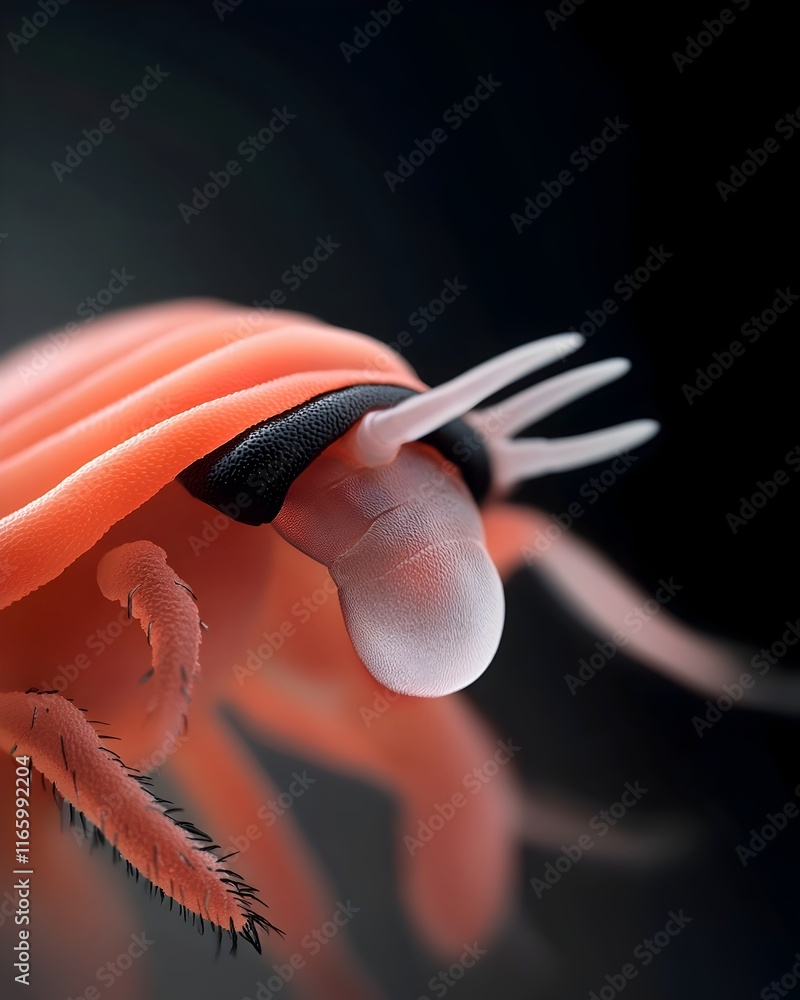 Poster hyper detailed extreme closeup of a tick s mouthparts secreting alarm pheromones to warn of a potent