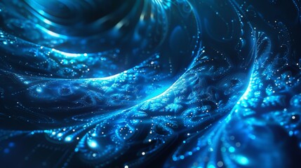 Wavy blue particles swirling in a digital space, creating a mesmerizing abstract wallpaper