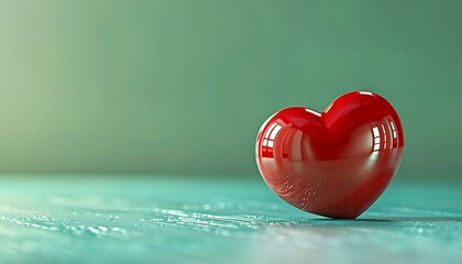 Fototapeta premium Red heart on a green background. Valentine's Day.