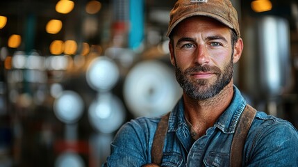 Obraz premium A rugged individual in an industrial setting.