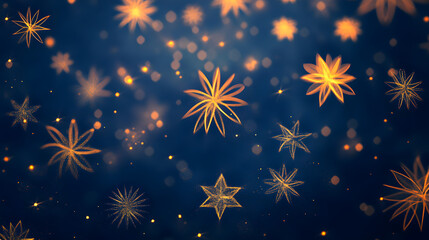Abstract glowing starbursts on a deep gradient background, background with stars