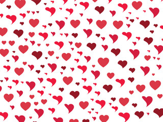 love valentines background with red falling hearts 