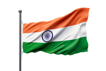 Indian Flag on transparent background - Tricolor with Ashoka Chakra, Perfect for Patriotic Designs, Independence Day Celebrations, and Cultural Projects. Png cut out.