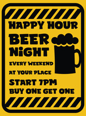 happy hour beer night party poster flyer or social media post design