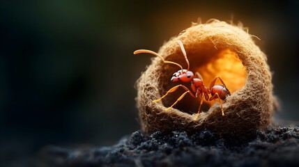 Obraz premium Detailed view of an intricate ant nest with a complex network of precisely constructed underground tunnels and chambers