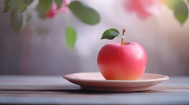 image of a Rose apple on a plate, set against a soft, blurred background