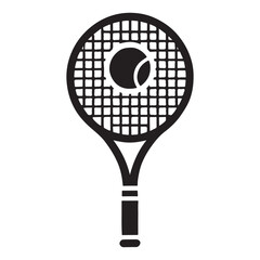 Tennis Racket and Ball Silhouette Illustration for Sport Designs