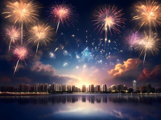 fireworks over the river