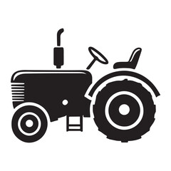 Classic Tractor Silhouette Vector Illustration Farm Equipment Icon