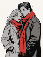 couple in love in 90s aesthetics, silhouette of lovers