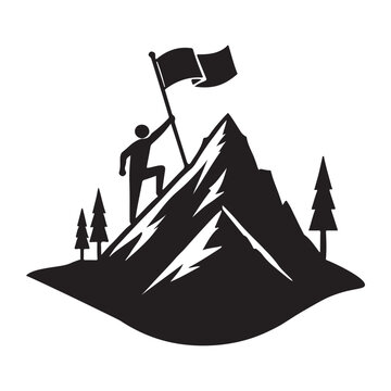 Reaching the Summit Silhouette Climber Illustration
