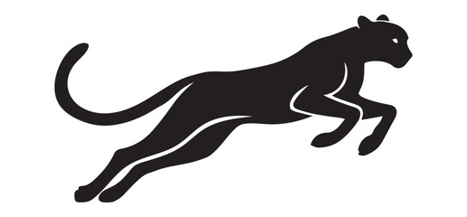 Leaping Black Panther Silhouette Illustration for Wild Designs