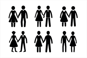 Couple holding hand silhouette icon design