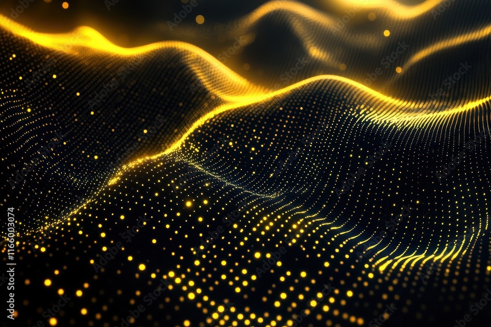 Wall mural golden swirling patterns create a mesmerizing effect reminiscent of luminous waves at night