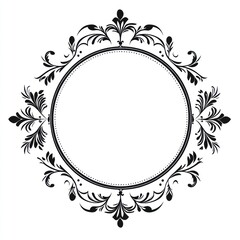 Elegant Black Floral Circle Frame Design