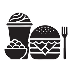 Fast Food Combo Silhouette Illustration Burger Fries Drink Icon