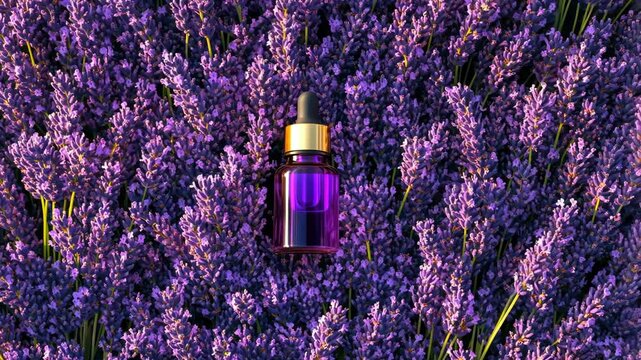 lavender essential oil in a bottle. Selective focus. Nature.